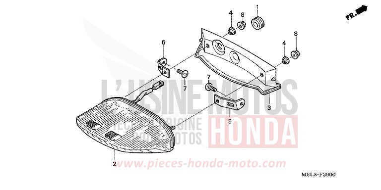 TAILLIGHT for CBR1000RR Fireblade IRON NAIL SILVER METALLIC-U (NH167EA) from 2006